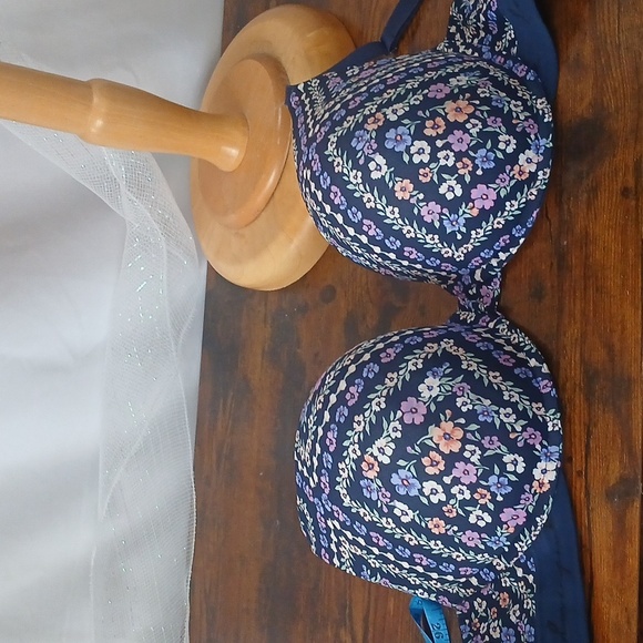 FIRM $$%" Nwt Victoria's Secret Love Pink 36 DD Blue Geometric Push-Up Bra - Picture 9 of 10